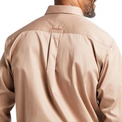 Ariat Solid Twill Kahki/Bronze Classic Long Sleeve Shirt -Guadalajara Western Wear 10000505 02