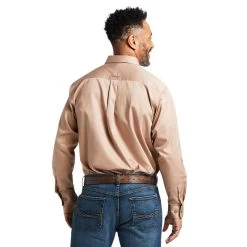 Ariat Solid Twill Kahki/Bronze Classic Long Sleeve Shirt -Guadalajara Western Wear 10000505 back