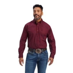 Ariat Nyles Tango Red Classic Fit Long Sleeve Shirt -Guadalajara Western Wear 10041556 front