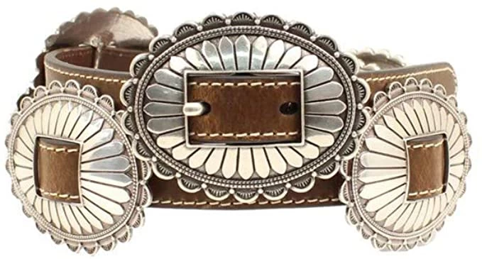 Western Nocona Oval Concho Belt Brown 4 Western Nocona Oval Concho Belt Brown - Image 2