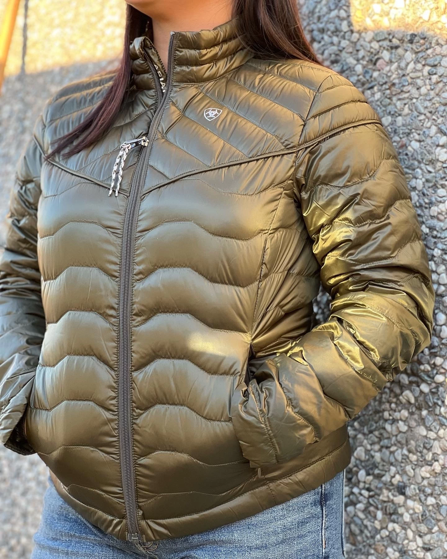 Ariat Women Ideal Down Olive Green Jacket 3 Ariat Women Ideal Down Olive Green Jacket