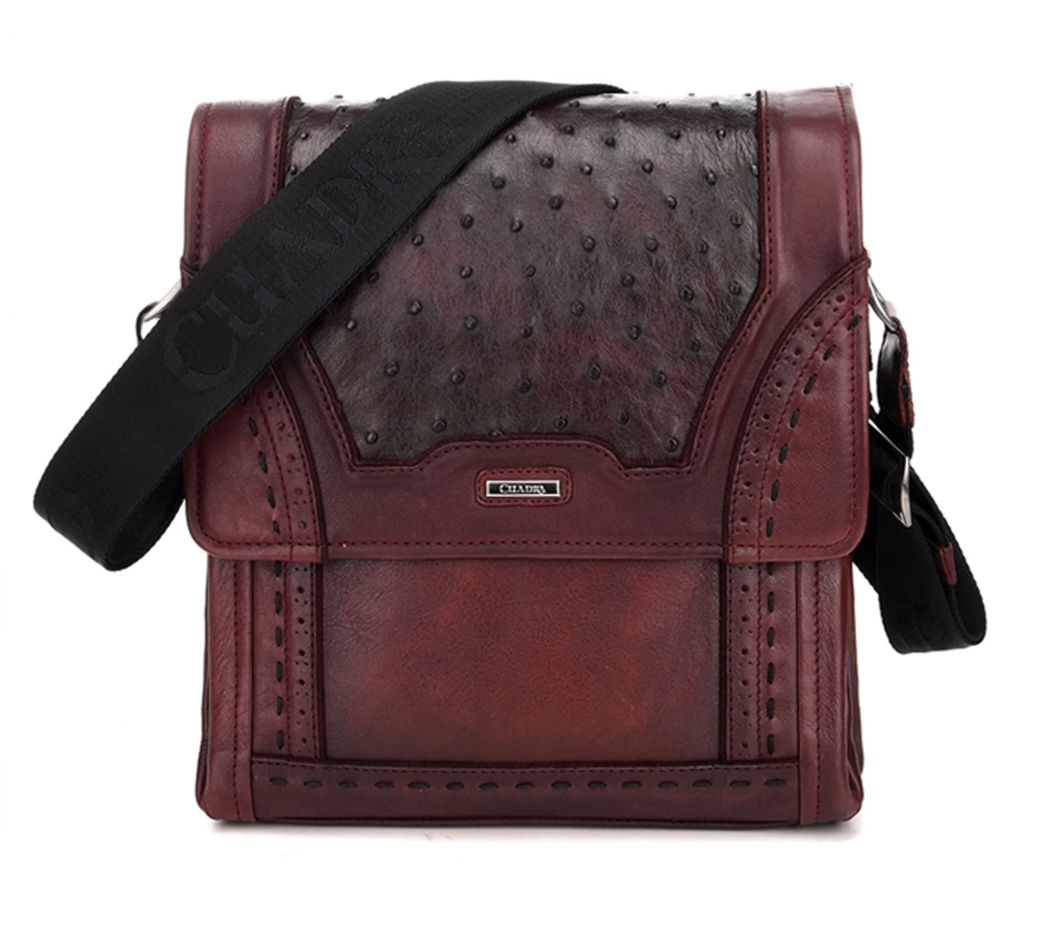 Cuadra Porto Burgandy Ostrich Messenger Bag 3 Cuadra Porto Burgandy Ostrich Messenger Bag