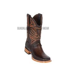 Los Altos Faded Brown Teju & Deer Wide Square Toe Cowboy Boots