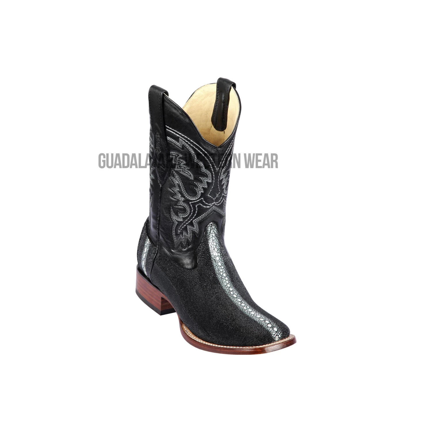 Los Altos Black Stingray Rowstone Wide Square Toe Cowboy Boots 3 Los Altos Black Stingray Rowstone Wide Square Toe Cowboy Boots