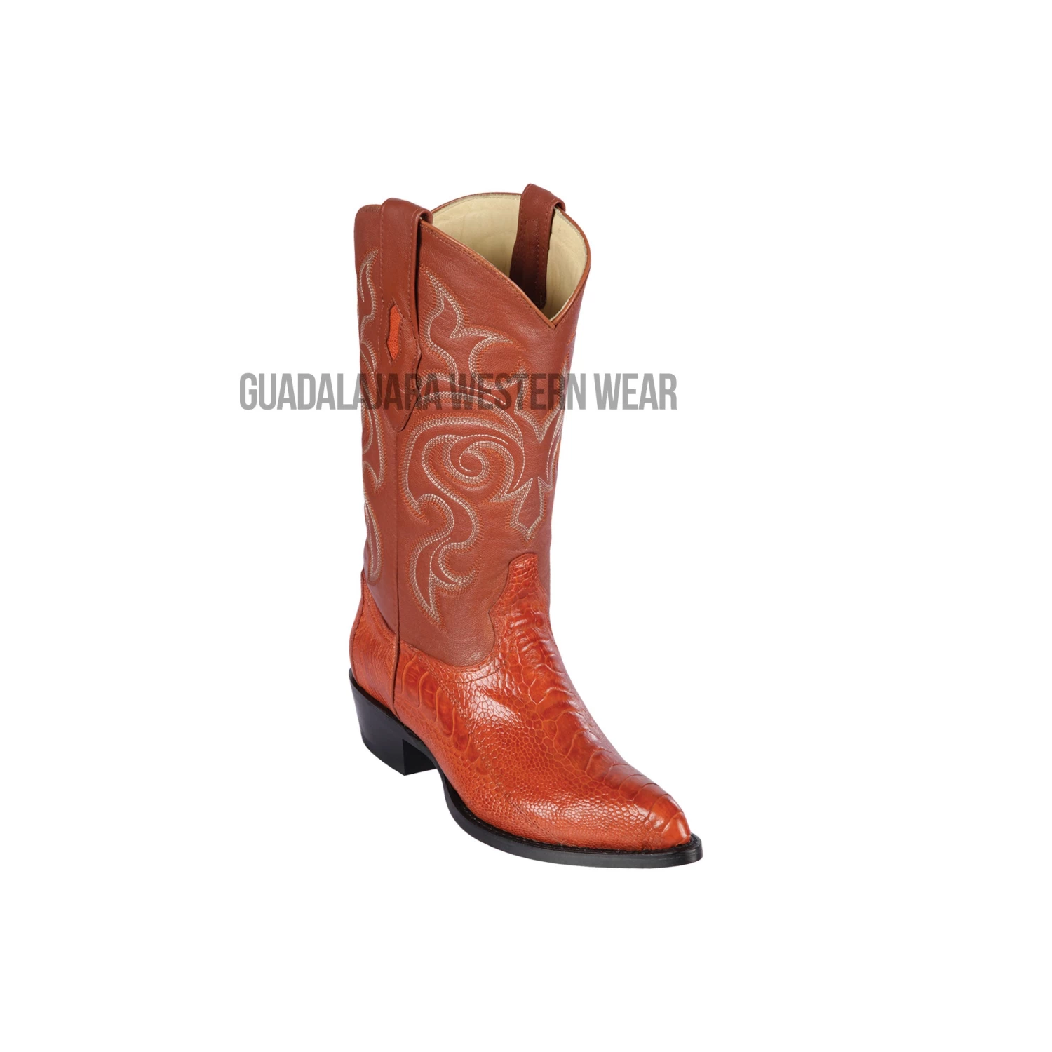 Los Altos Cognac Ostrich Leg J Toe Cowboy Boots 3 Los Altos Cognac Ostrich Leg J Toe Cowboy Boots