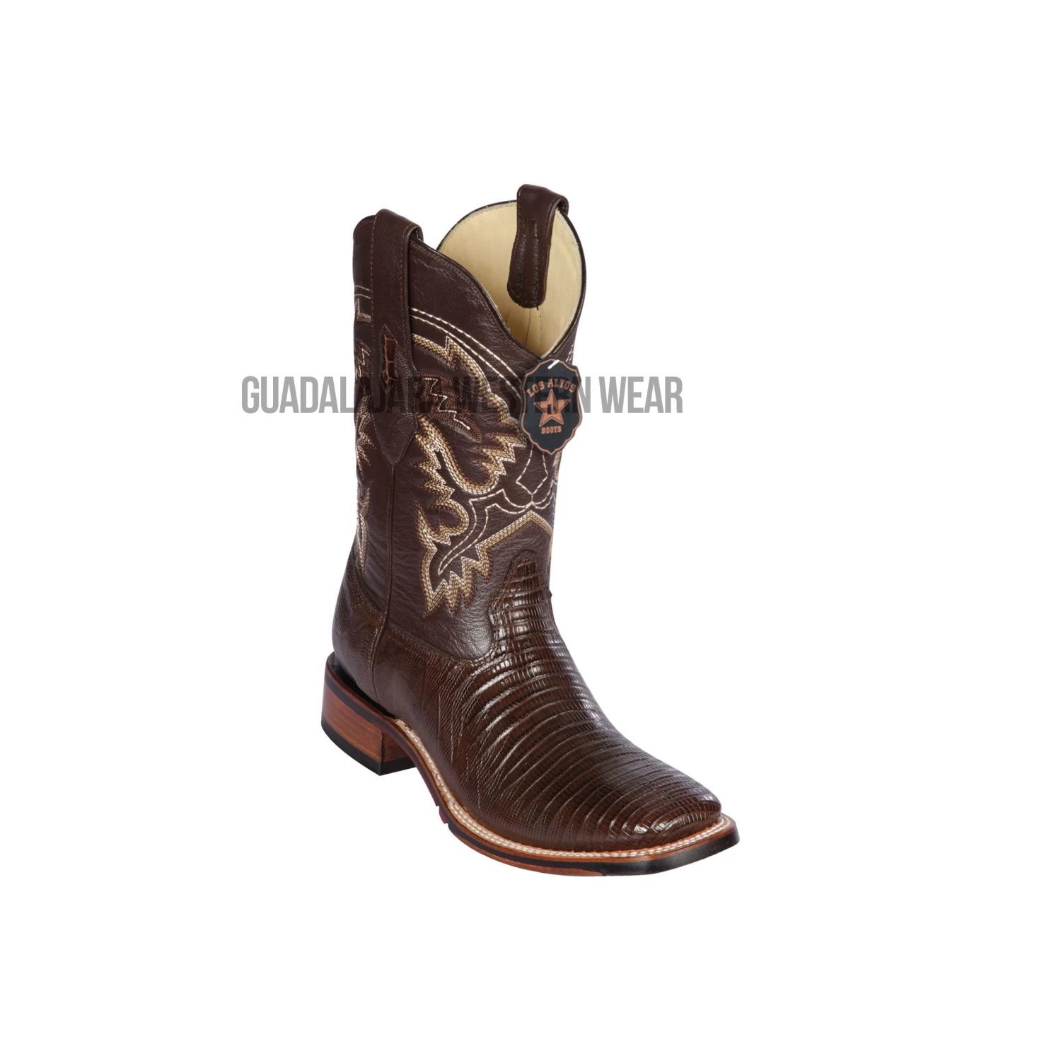 Los Altos Brown Teju Wide Square Toe Cowboy Boots 3 Los Altos Brown Teju Wide Square Toe Cowboy Boots