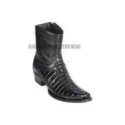 Los Altos Black Caiman Tail European Square Toe Ankle Boot
