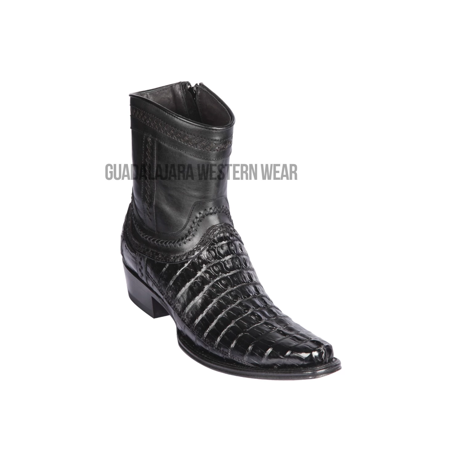 Los Altos Black Caiman Tail European Square Toe Ankle Boot 3 Los Altos Black Caiman Tail European Square Toe Ankle Boot