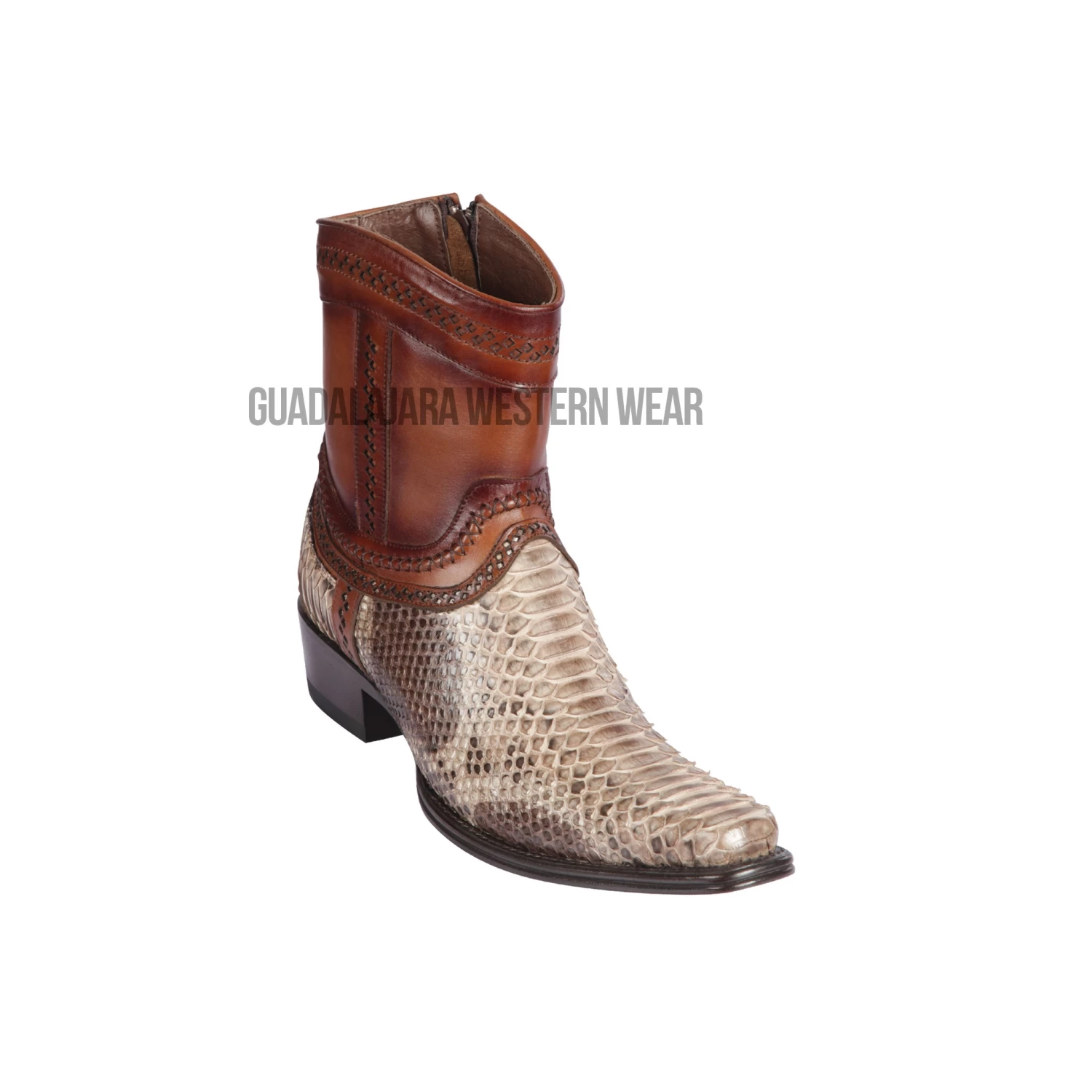 Los Altos Rustic Brown Python European Square Toe Ankle Boot 3 Los Altos Rustic Brown Python European Square Toe Ankle Boot
