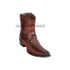 Los Altos Faded Brown Caiman Tail & Deer European Square Toe Ankle Boot -Guadalajara Western Wear GDL JAN 2 BOOTS WEBSITE 2020 150