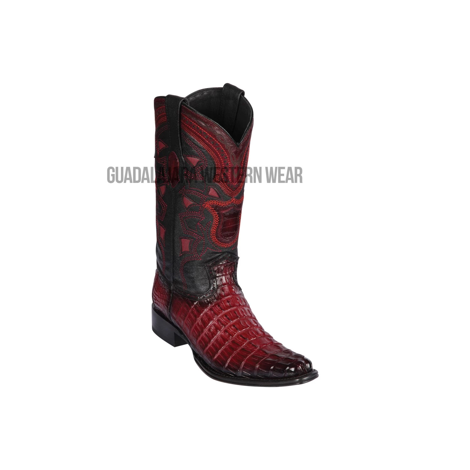 Los Altos Faded Burgundy Caiman Tail European Square Toe Cowboy Boots 3 Los Altos Faded Burgundy Caiman Tail European Square Toe Cowboy Boots