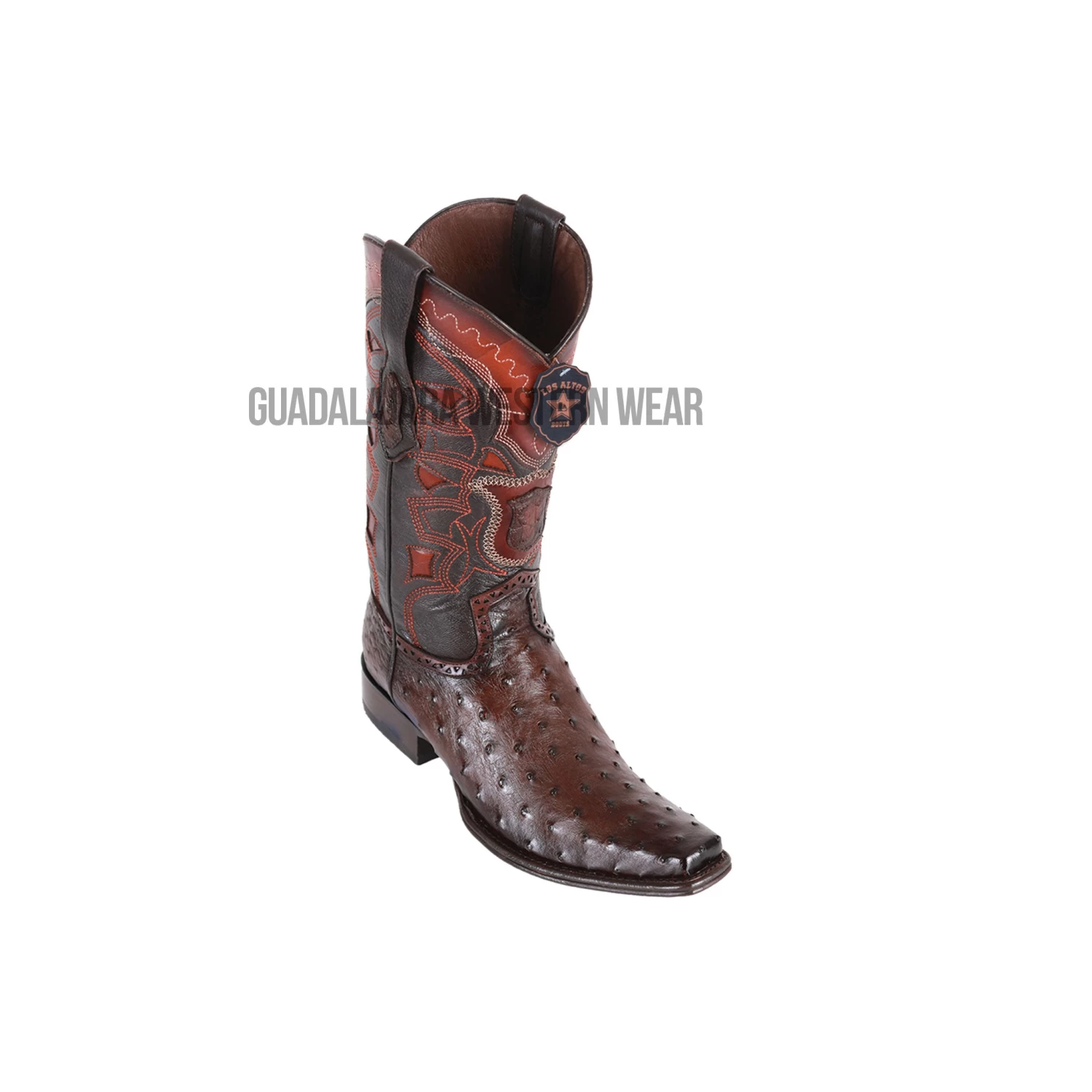 Los Altos Faded Brown Ostrich European Square Toe Cowboy Boots 3 Los Altos Faded Brown Ostrich European Square Toe Cowboy Boots