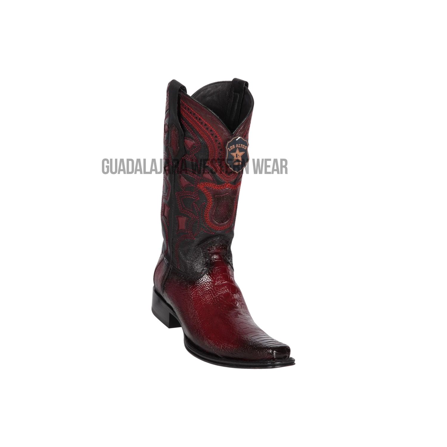 Los Altos Faded Burgundy Ostrich Leg European Square Toe Cowboy Boots 3 Los Altos Faded Burgundy Ostrich Leg European Square Toe Cowboy Boots