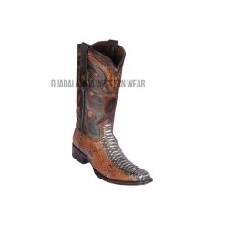 Los Altos Rustic Cognac Python European Square Toe Cowboy Boots