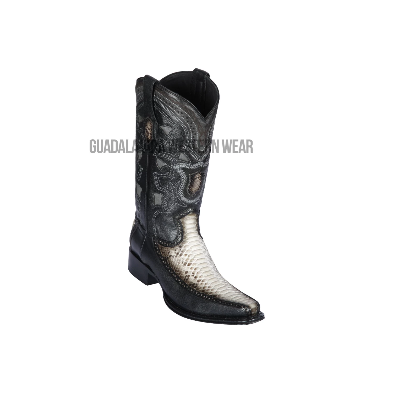 Los Altos Natural Python & Deer European Square Toe Cowboy Boots 3 Los Altos Natural Python & Deer European Square Toe Cowboy Boots