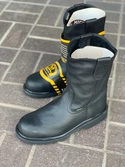 Original Michel Boots Men's Pull On Work Boot Black Steel Toe
