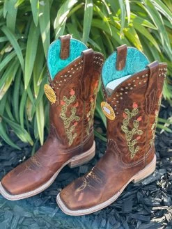 Corral Women's Embroidery And Studs Western Boot Square Toe