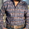 Ariat Caracafe Blue/Brown Long Sleeve Fitted Shirt -Guadalajara Western Wear IMG 1215