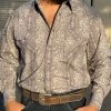 Rock And Roll Dark Grey Aztec Snap Long Sleeve Shirt -Guadalajara Western Wear IMG 1217