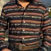 Rock And Roll Blue/Peach Aztec Stripe Long Sleeve Shirt -Guadalajara Western Wear IMG 1223