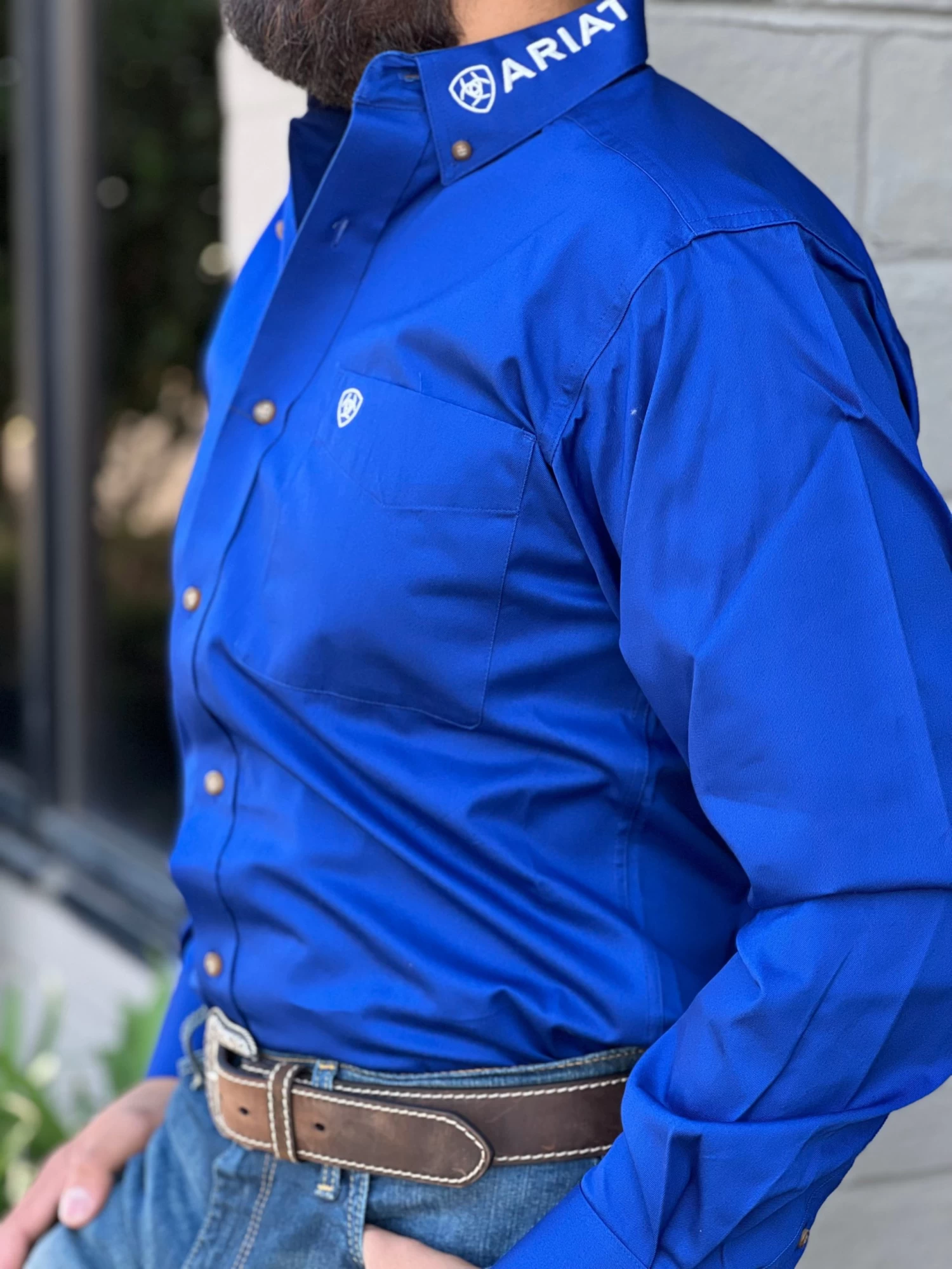 Ariat Team Logo Ultramarine/White Fitted Long Sleeve Shirt 4 Ariat Team Logo Ultramarine/White Fitted Long Sleeve Shirt - Image 2