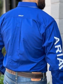 Ariat Team Logo Ultramarine/White Fitted Long Sleeve Shirt 8 Ariat Team Logo Ultramarine/White Fitted Long Sleeve Shirt -Guadalajara Western Wear IMG 1321