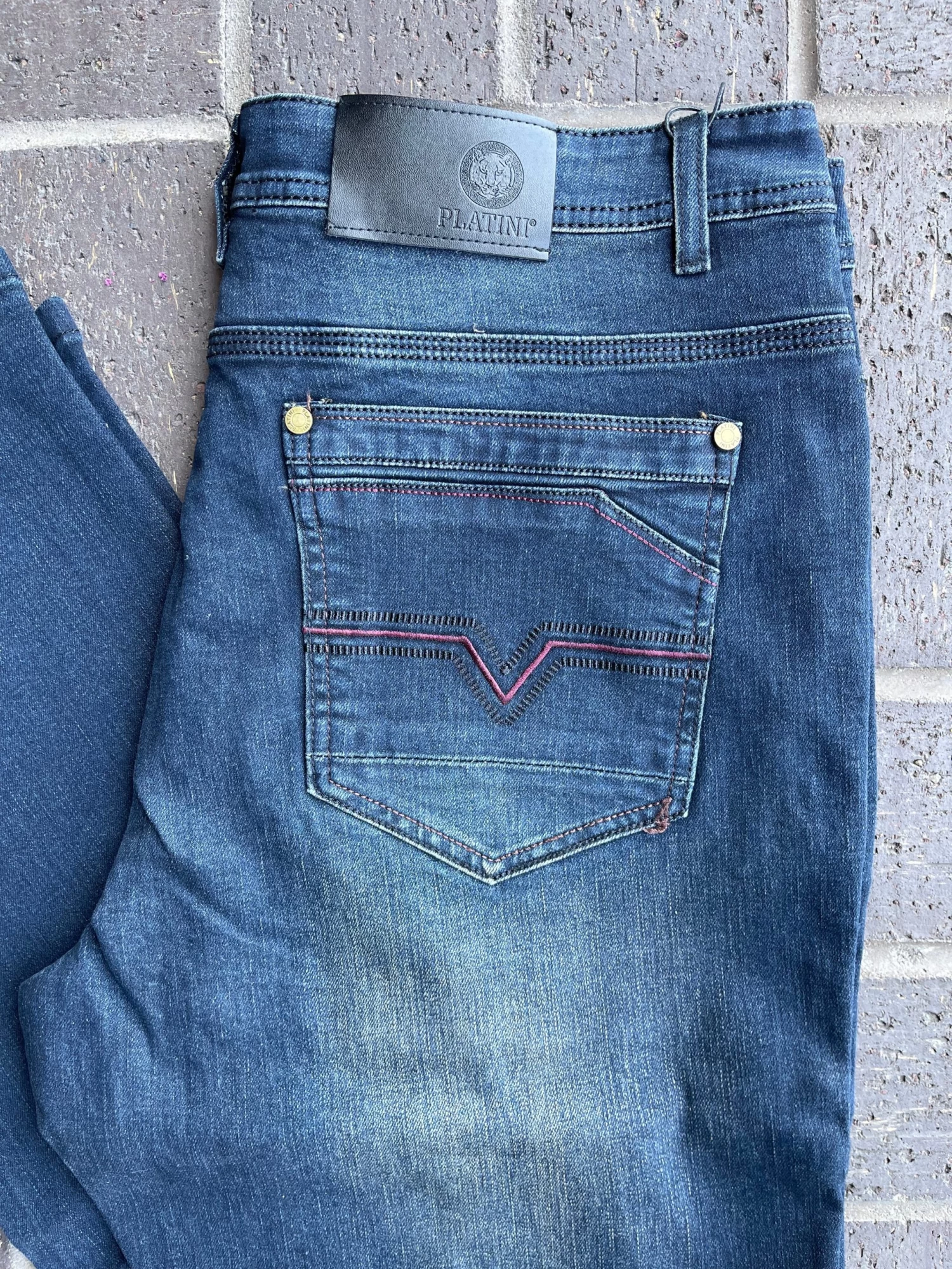 Platini Men's Dark Blue Slim Boot Cut Jeans - BCJ7841 4 Platini Men's Dark Blue Slim Boot Cut Jeans - BCJ7841 - Image 2