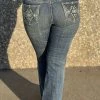 Women Mid Rise Stretch Aztec Leather Embroidered Bootcut Jeans - Rock&Roll Denim -Guadalajara Western Wear IMG 1468