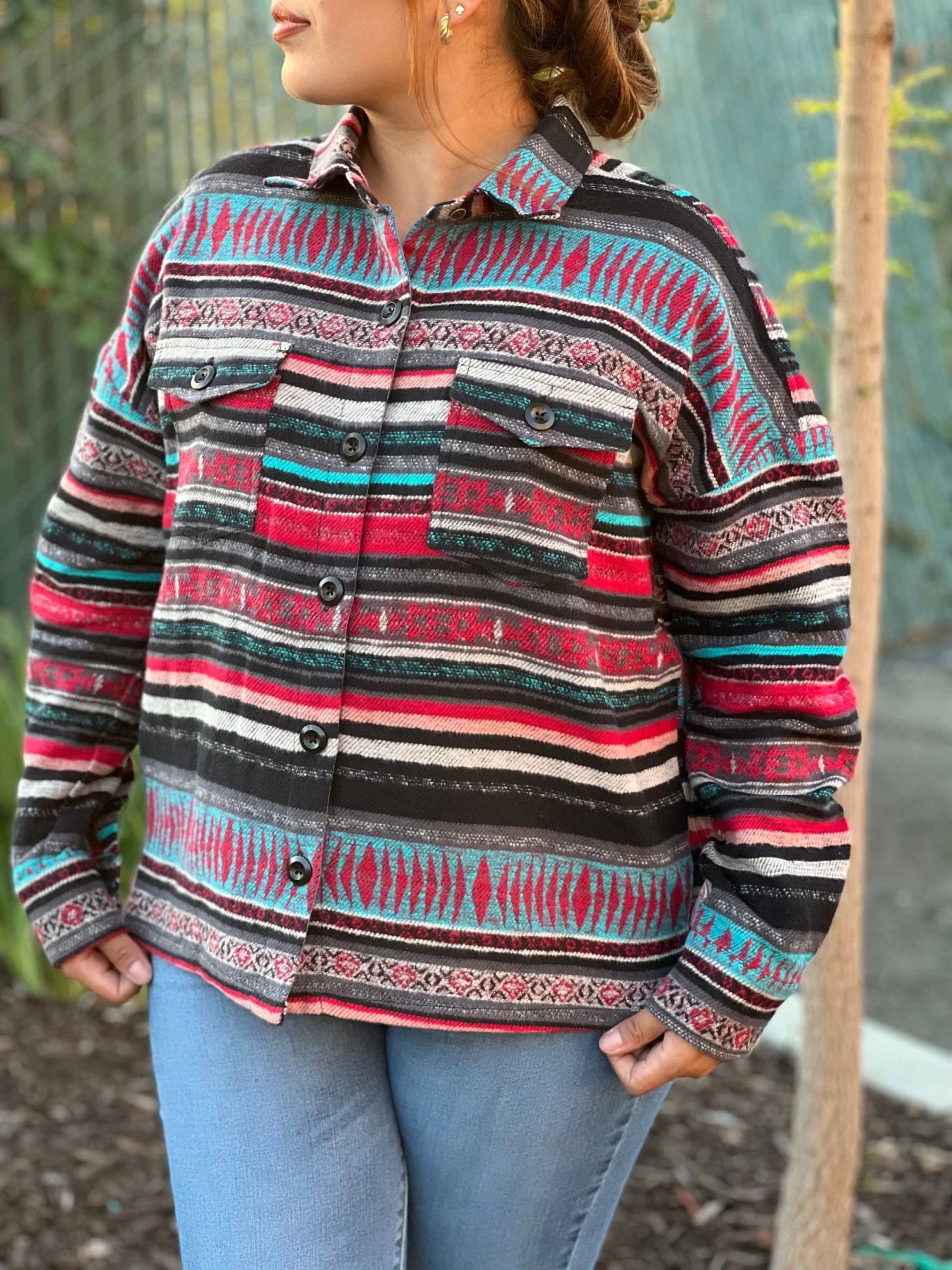 Women's Striped Shirt Jacket- Rock&Roll Denim 3 Women's Striped Shirt Jacket- Rock&Roll Denim