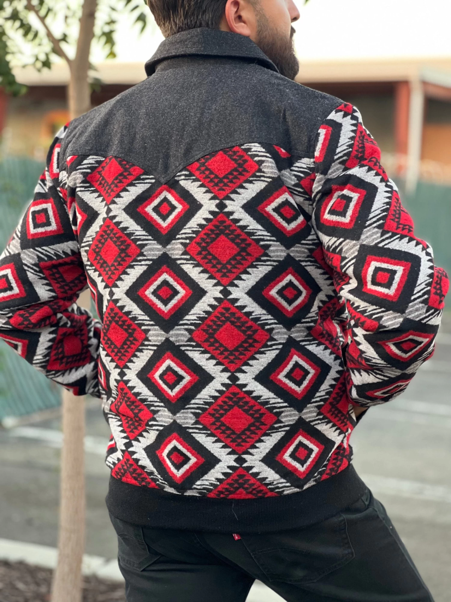 Panhandle Men's Red Aztec Wool Coat 4 Panhandle Men's Red Aztec Wool Coat - Image 2