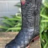 Pirarrucu Black Wide Square Toe Cowboy Boots - Red Diamond Boots -Guadalajara Western Wear IMG 22572