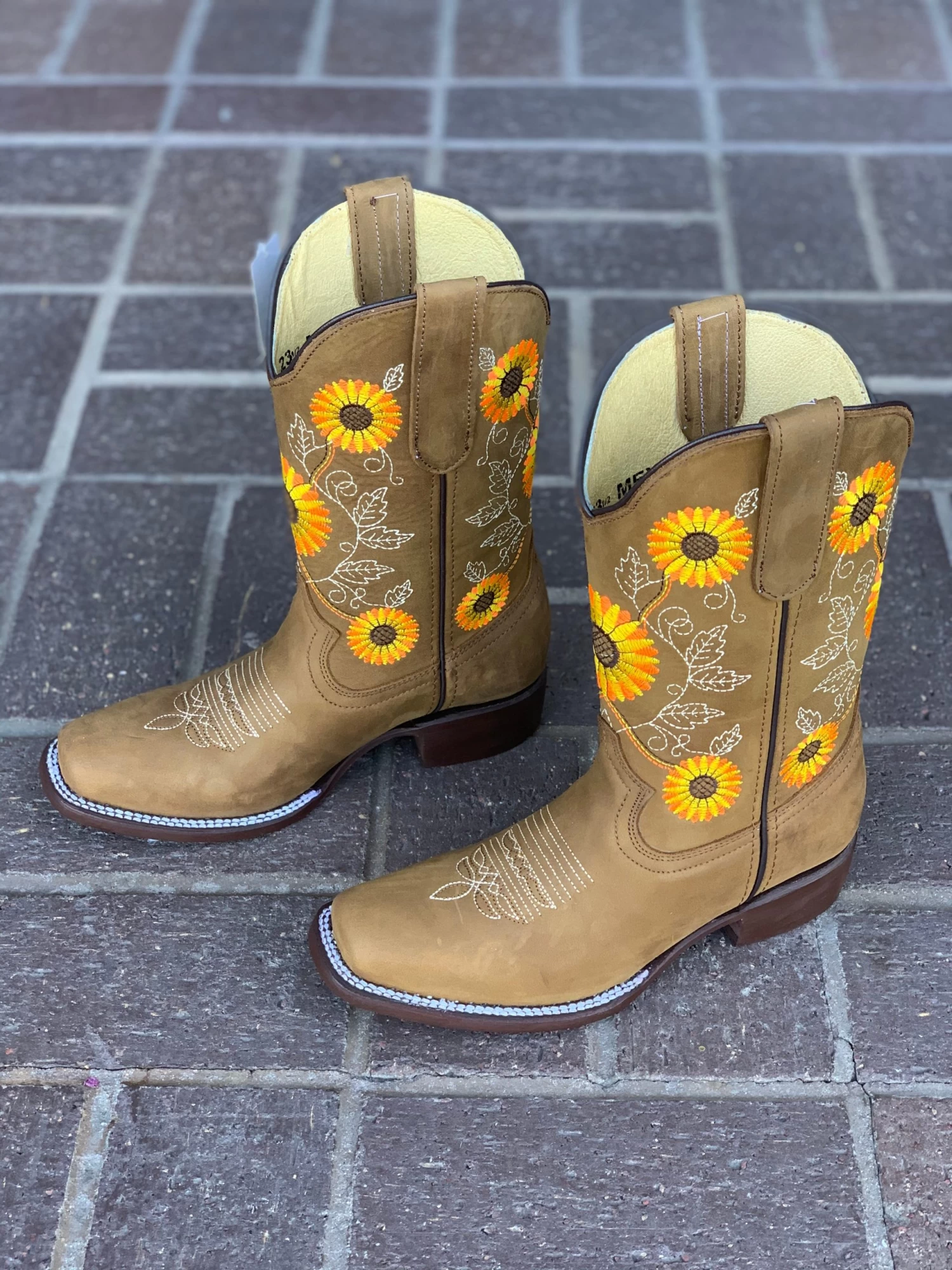 Sunflower Floral Square Toe Cowgirl Boots 4 Sunflower Floral Square Toe Cowgirl Boots - Image 2