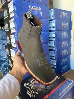 Wild West Nobuk Charcoal Wide Square Toe Botin Charro -Guadalajara Western Wear IMG 2735