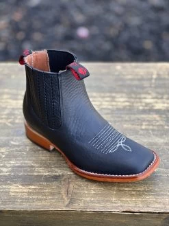 Quincy Boots Kid Square Toe Black Ankle Boot