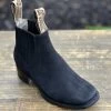 White Diamond Kid Square Toe Suede Black Ankle Boot -Guadalajara Western Wear IMG 3615