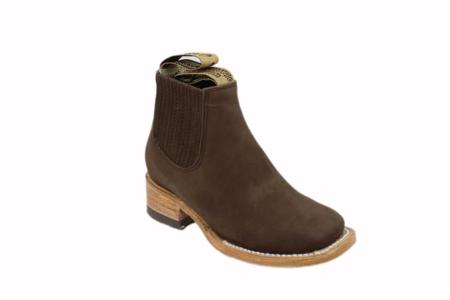 White Diamond Kid Square Toe Suede Brown Ankle Boot 3 White Diamond Kid Square Toe Suede Brown Ankle Boot - Image 2