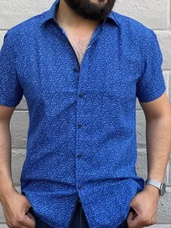 Men's Italian Print Short Sleeve Shirt - D387