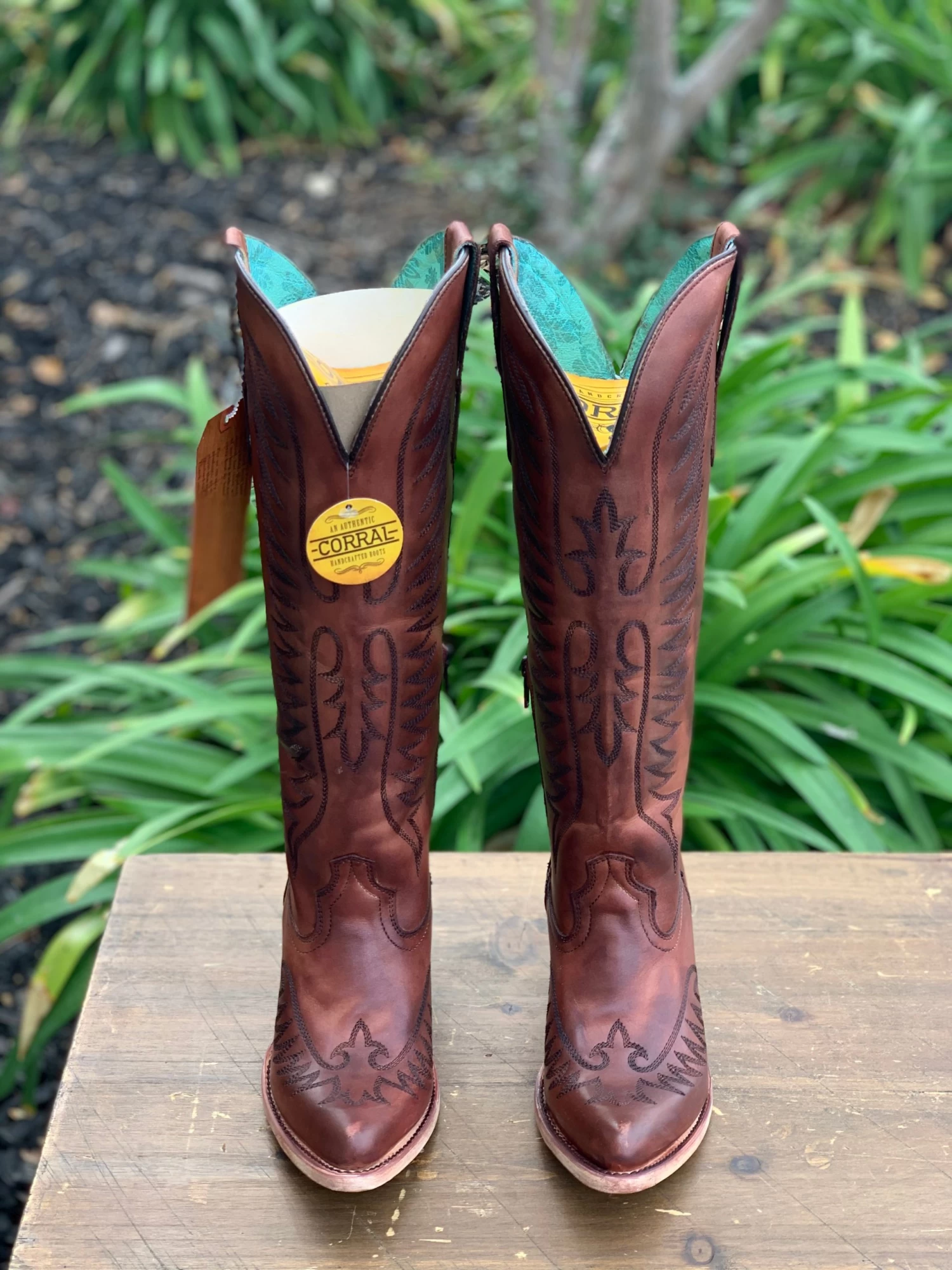 Corral Boots Women's Shoes Cognac Snip Toe Tall Boot 6 Corral Boots Women's Shoes Cognac Snip Toe Tall Boot - Image 4