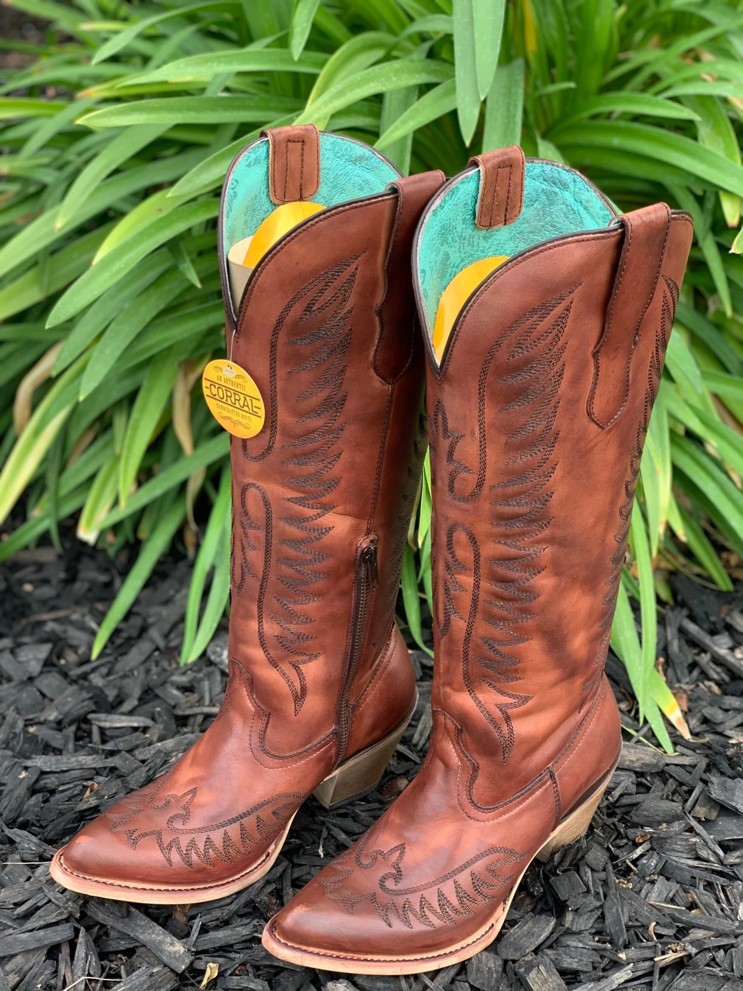 Corral Boots Women's Shoes Cognac Snip Toe Tall Boot 3 Corral Boots Women's Shoes Cognac Snip Toe Tall Boot