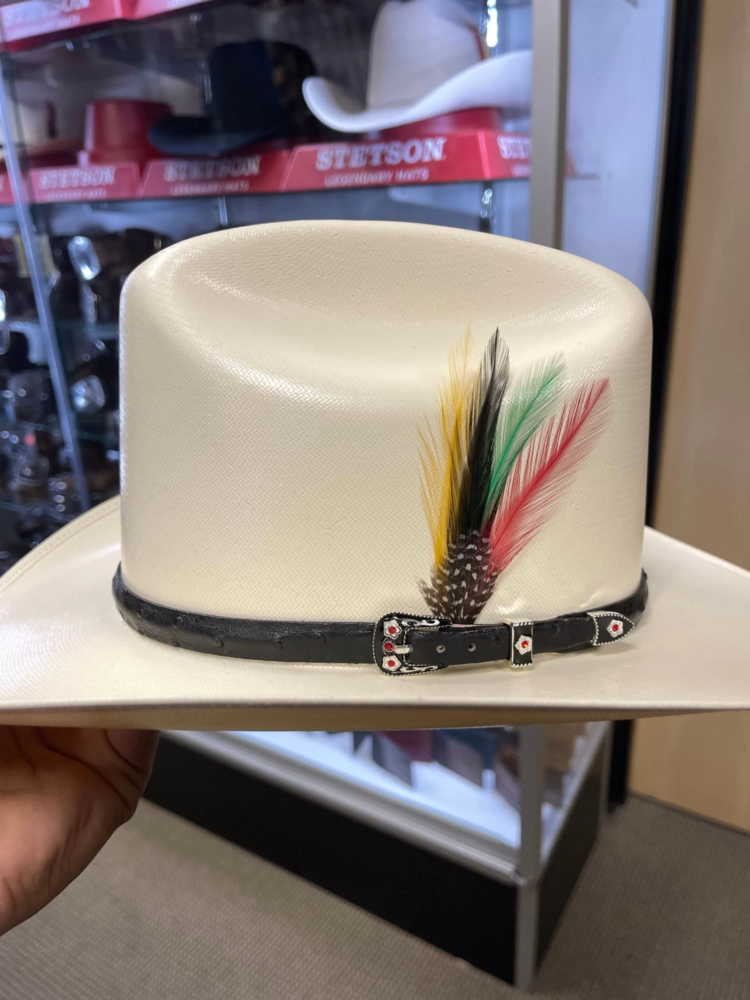 500X Johnson Copa Alta 4 3/4" Falda Corta 3" Toquilla Avestruz Negro 4 500X Johnson Copa Alta 4 3/4" Falda Corta 3" Toquilla Avestruz Negro - Image 2