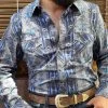 Rock And Roll Blue Aztec Snap Long Sleeve Shirt -Guadalajara Western Wear IMG 55452