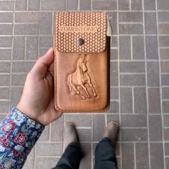 Tombstone Leather Tooled Light Brown Horse Cell Phone Case