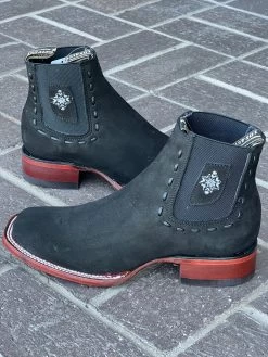 Los Altos Aztec Nobuck Negro Botin Cuadrado Para Dama -Guadalajara Western Wear IMG 6474 1