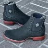 Los Altos Aztec Nobuck Negro Botin Cuadrado Para Dama