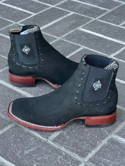 Los Altos Aztec Nobuck Negro Botin Cuadrado Para Dama