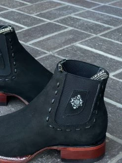 Los Altos Aztec Nobuck Negro Botin Cuadrado Para Dama -Guadalajara Western Wear IMG 6476 1 1