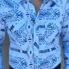 Rock And Roll Blue Aztec Print Snap Long Sleeve Shirt -Guadalajara Western Wear IMG 6925