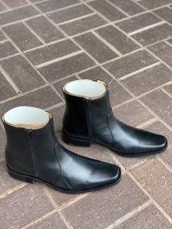 El Besserro Double Zipper Black European Square Toe Ankle Boot -Guadalajara Western Wear IMG 69382