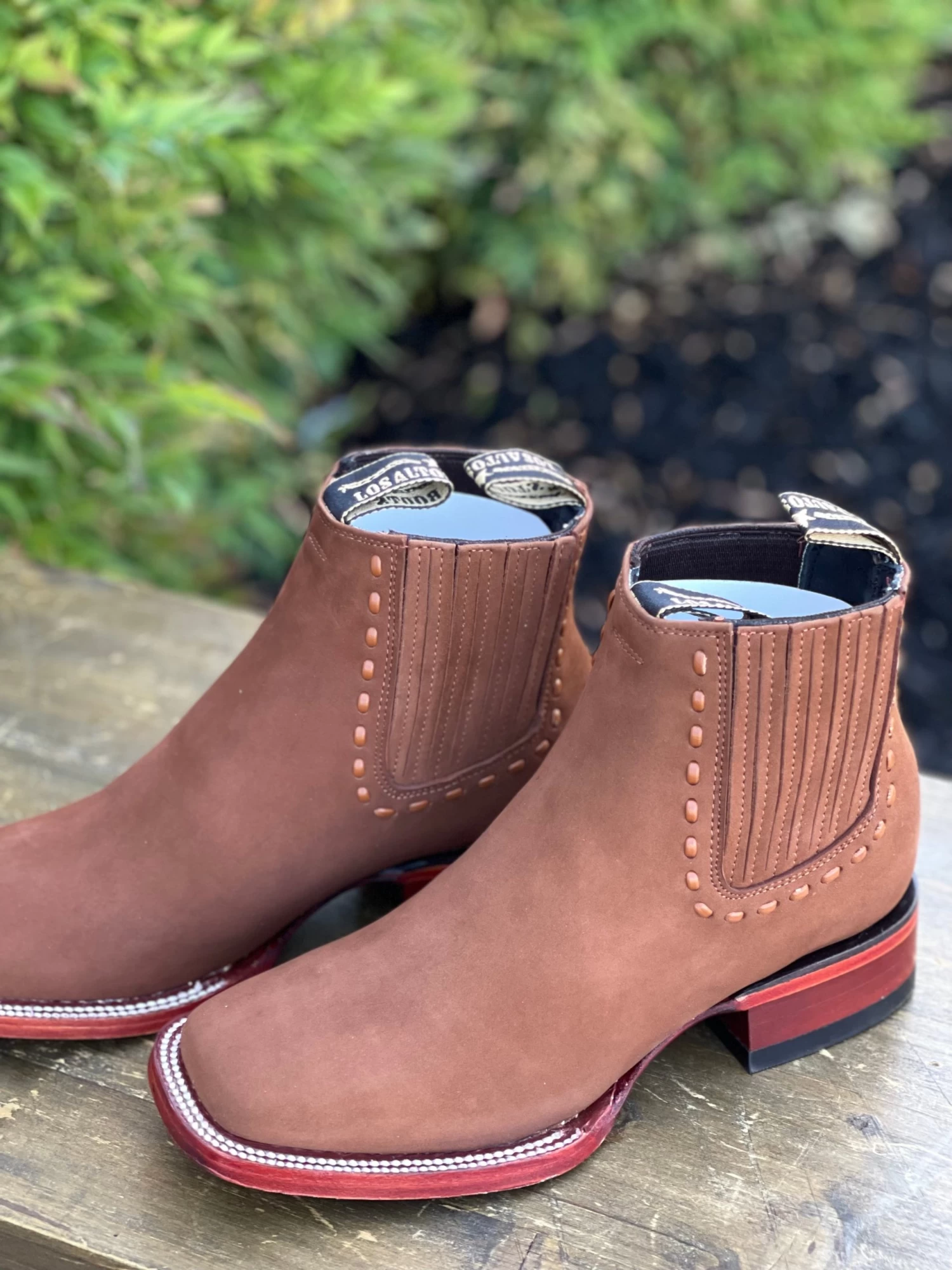 Los Altos Women Wide Square Square Toe Chedron Suede Ankle Boot 5 Los Altos Women Wide Square Square Toe Chedron Suede Ankle Boot - Image 3