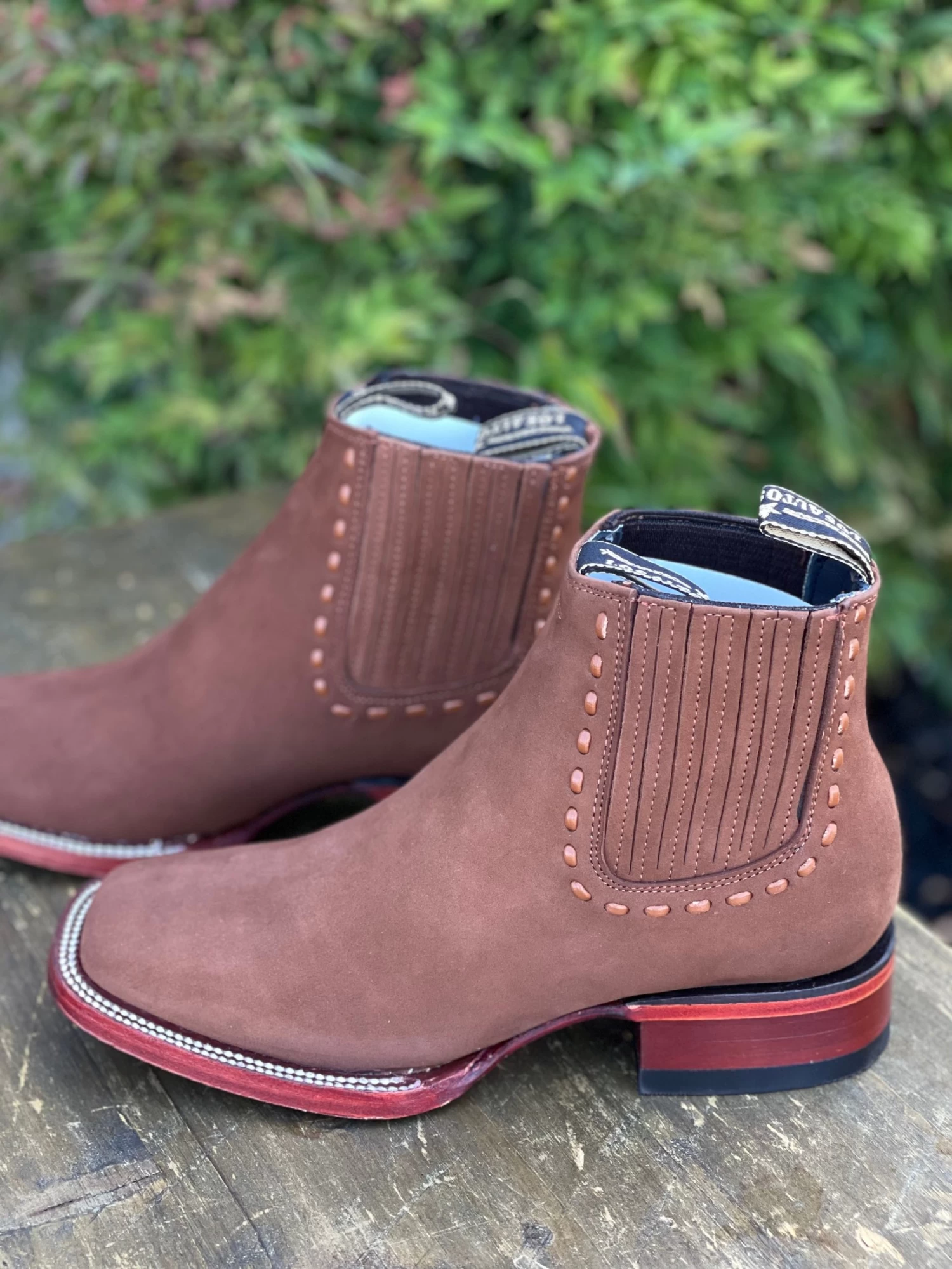 Los Altos Women Wide Square Square Toe Chedron Suede Ankle Boot 6 Los Altos Women Wide Square Square Toe Chedron Suede Ankle Boot - Image 4